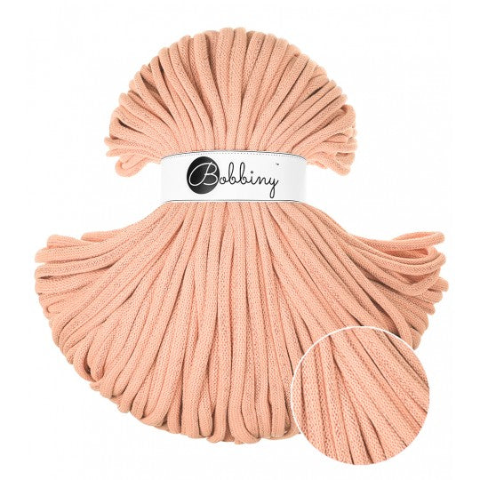 Bobbiny braided cotton cord, 5mm and 100m, in peach fuzz