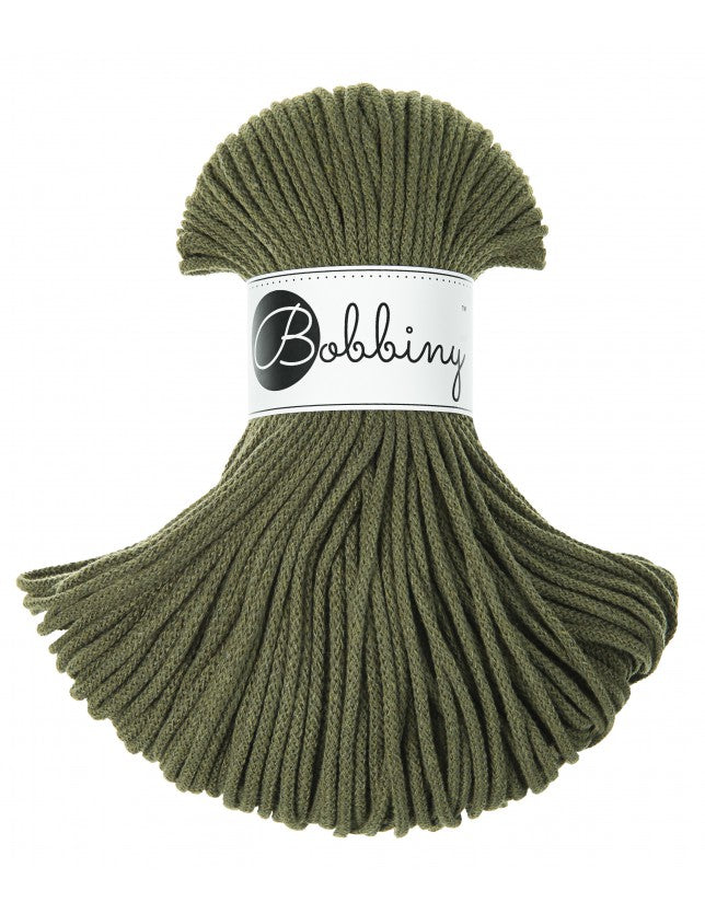 Bobbiny Junior geflochtene Baumwollkordel, 3mm und 100m, in Avocado