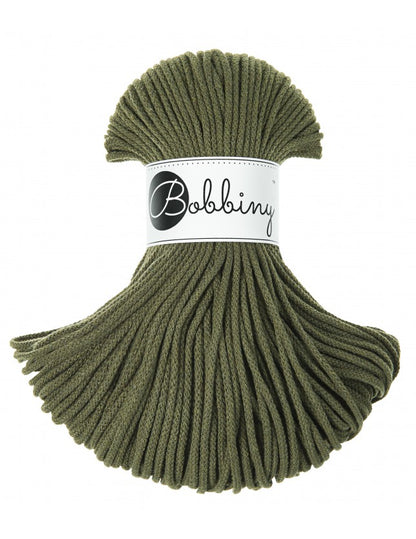 Bobbiny Junior geflochtene Baumwollkordel, 3mm und 100m, in Avocado