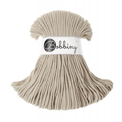 Bobbiny Junior geflochtene Baumwollkordel, 3mm und 100m, in Beige