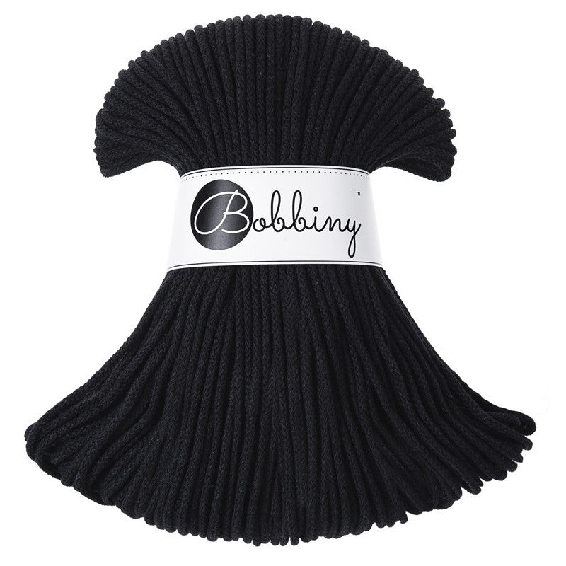 Bobbiny Junior geflochtene Baumwollkordel, 3mm und 100m, in Schwarz