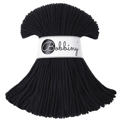Bobbiny Junior geflochtene Baumwollkordel, 3mm und 100m, in Schwarz