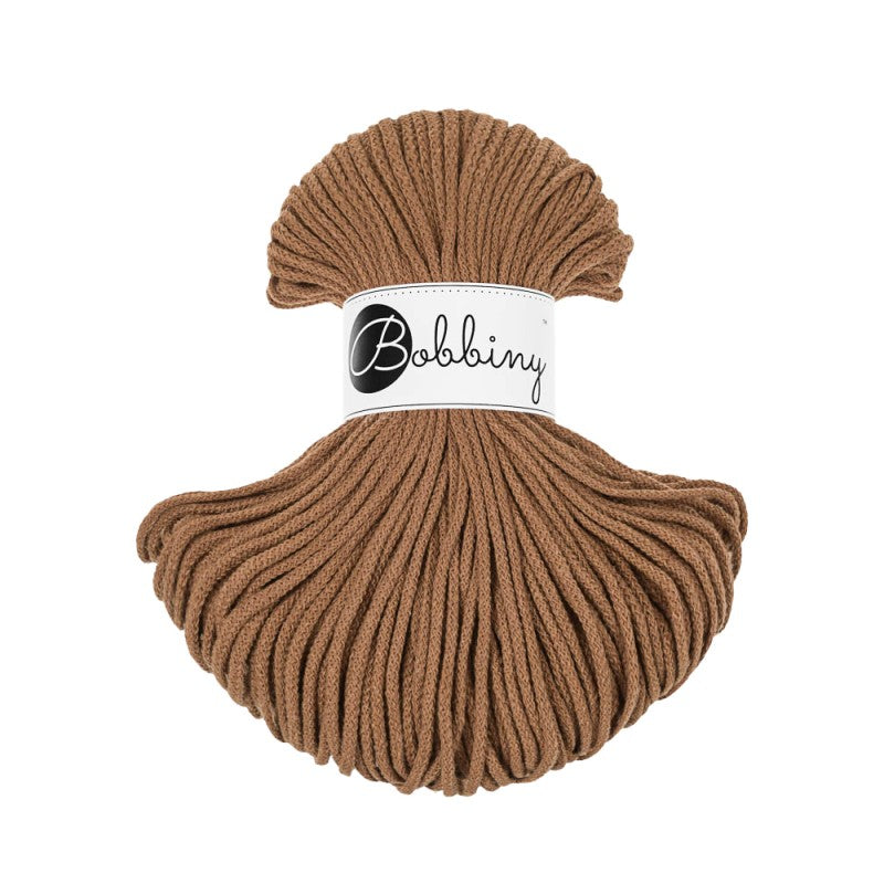 Bobbiny Junior geflochtene Baumwollkordel, 3mm und 100m, in Caramel