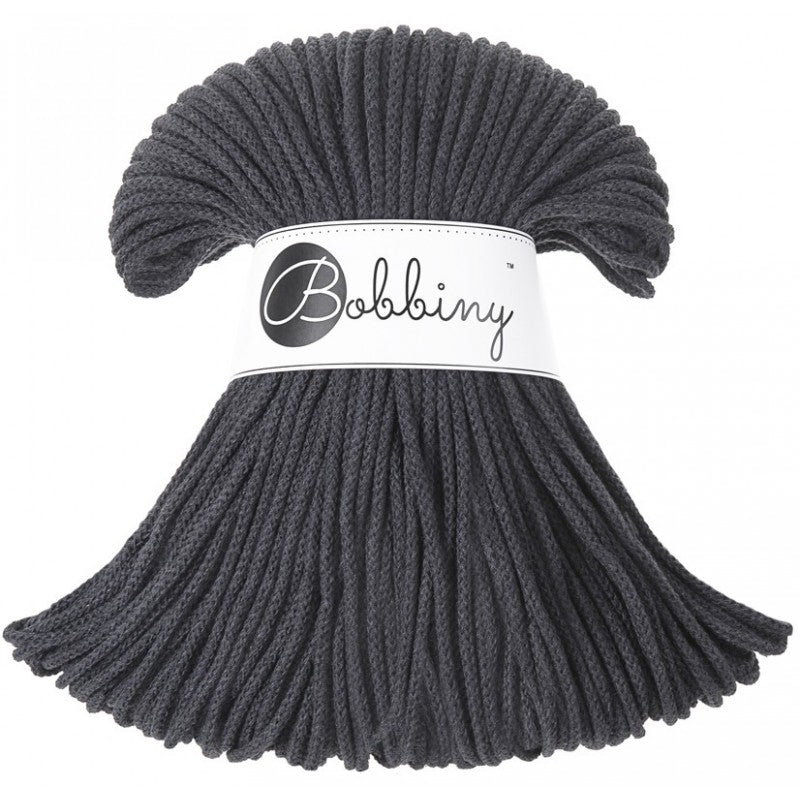 Bobbiny Junior geflochtene Baumwollkordel, 3mm und 100m, in Charcoal