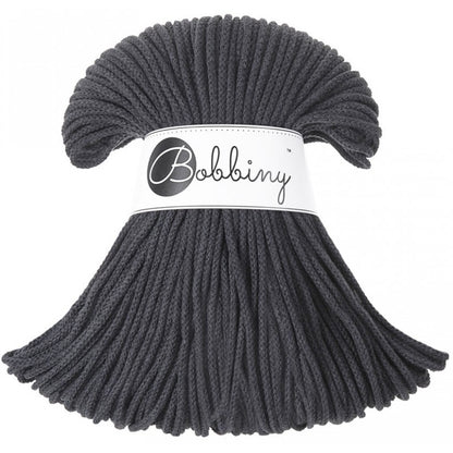 Bobbiny Junior geflochtene Baumwollkordel, 3mm und 100m, in Charcoal