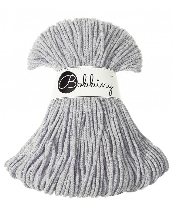 Bobbiny Junior geflochtene Baumwollkordel, 3mm und 100m, in Light Grey