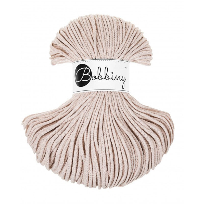 Bobbiny Junior geflochtene Baumwollkordel, 3mm und 100m, in Nude