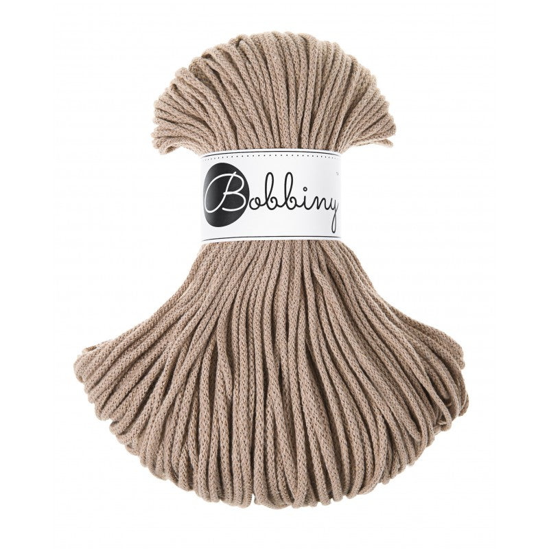 Bobbiny Junior geflochtene Baumwollkordel, 3mm und 100m, in Sand