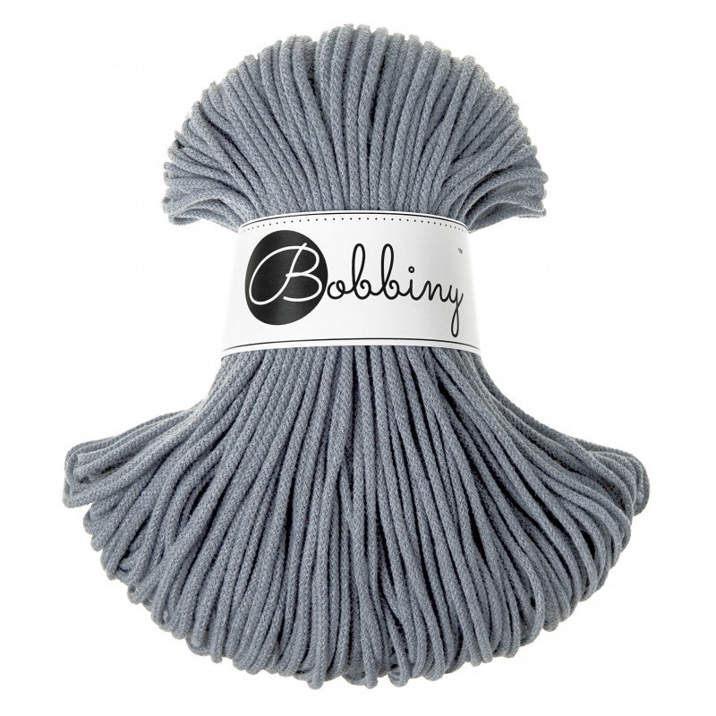 Bobbiny Junior geflochtene Baumwollkordel, 3mm und 100m, in Steel