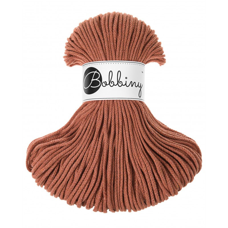 Bobbiny Junior geflochtene Baumwollkordel, 3mm und 100m, in Terracotta