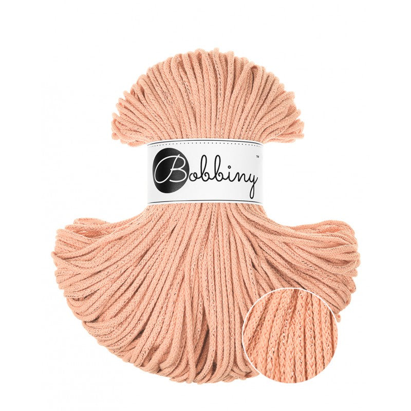 Bobbiny Junior geflochtene Baumwollkordel, 3mm und 100m, in Peach Fuzz