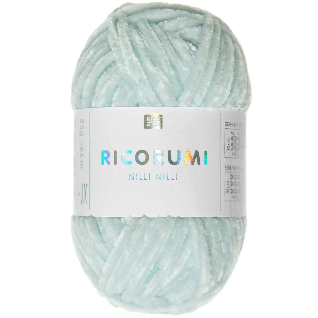 Ricorumi chenille yarn in ice blue, 25g ball by Rico Design