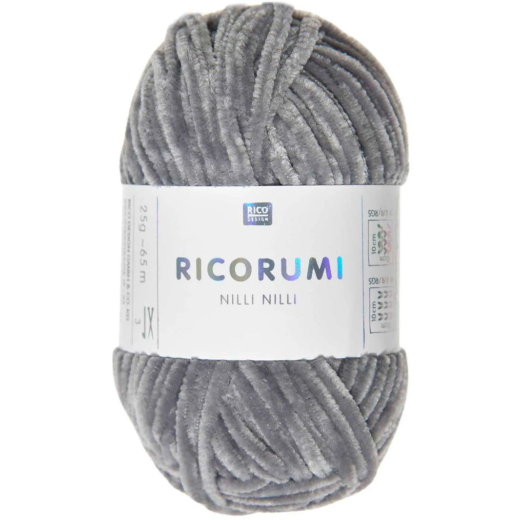 Ricorumi chenille yarn in grey, 25g ball by Rico Design