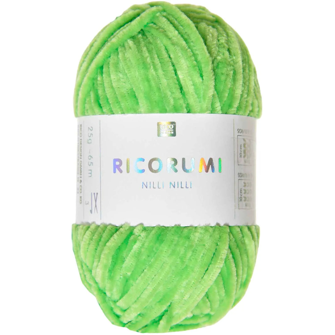 Ricorumi chenille yarn in neon green, 25g ball by Rico Design