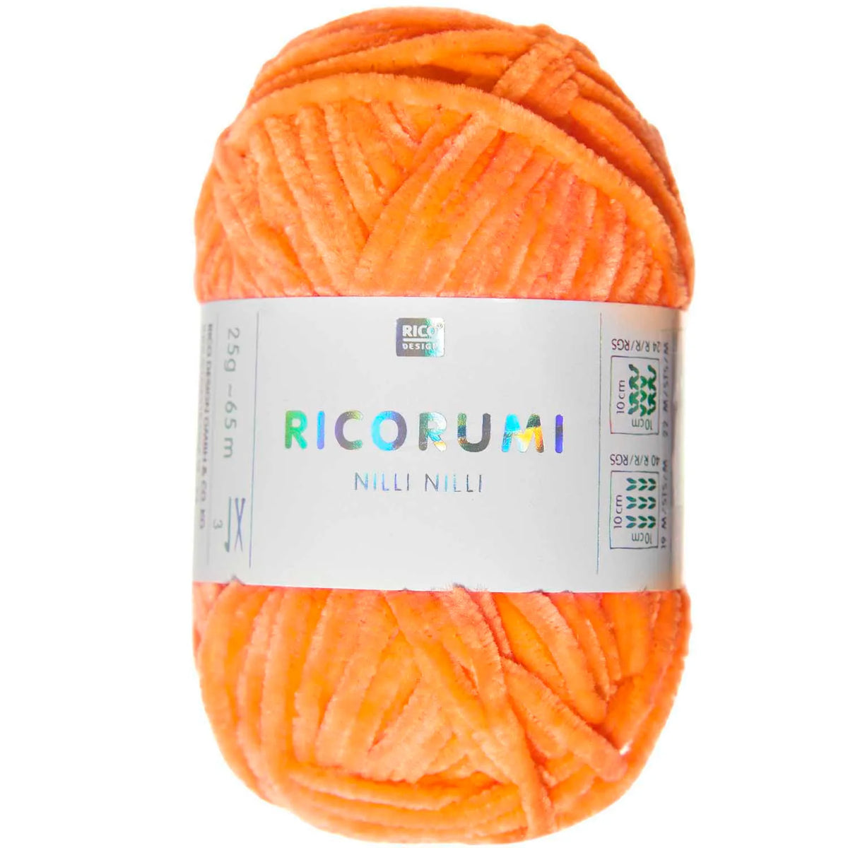 Ricorumi chenille yarn in neon orange, 25g ball by Rico Design