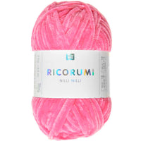 Ricorumi chenille yarn in neon pink, 25g ball by Rico Design