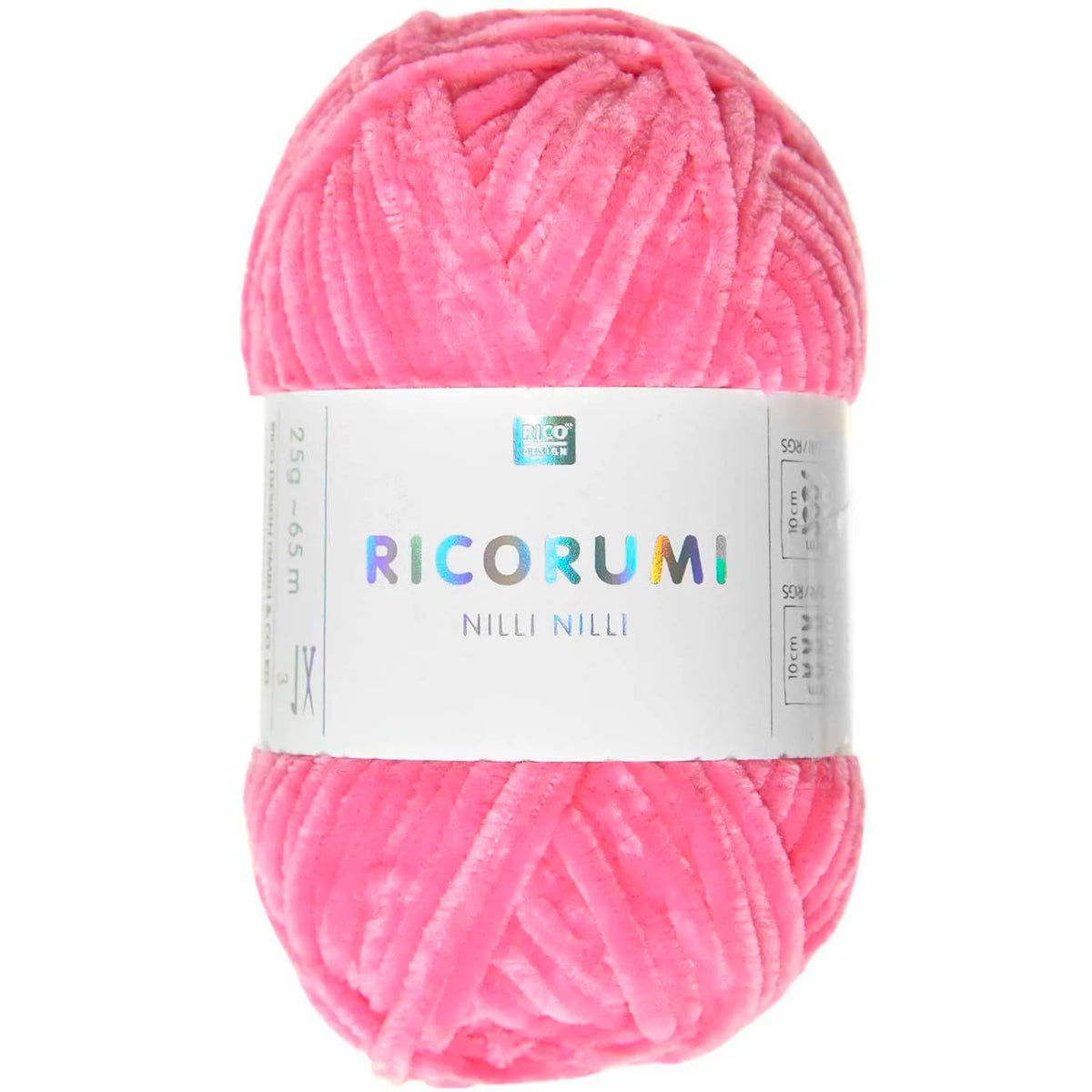 Ricorumi chenille yarn in neon pink, 25g ball by Rico Design