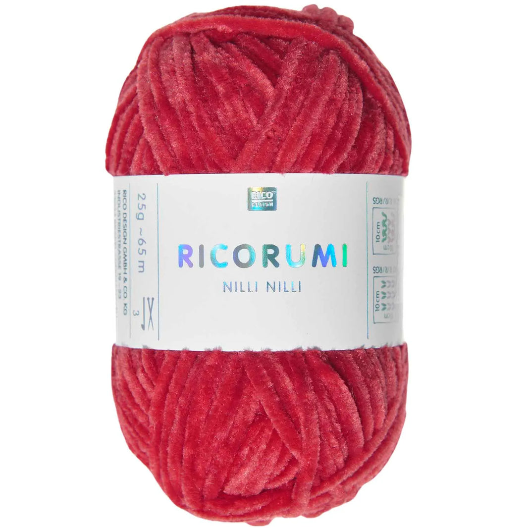 Ricorumi chenille yarn in red, 25g ball by Rico Design