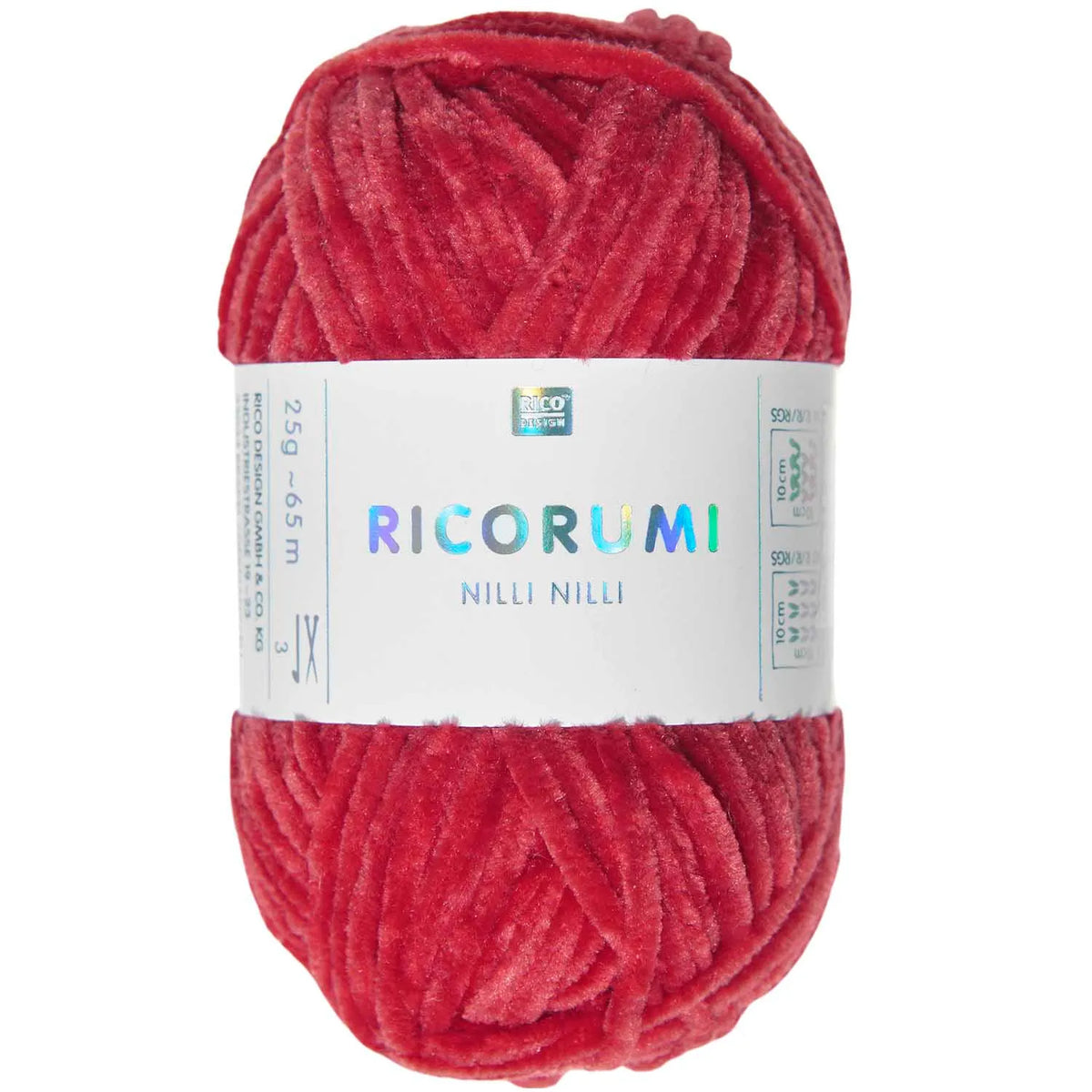 Ricorumi chenille yarn in red, 25g ball by Rico Design