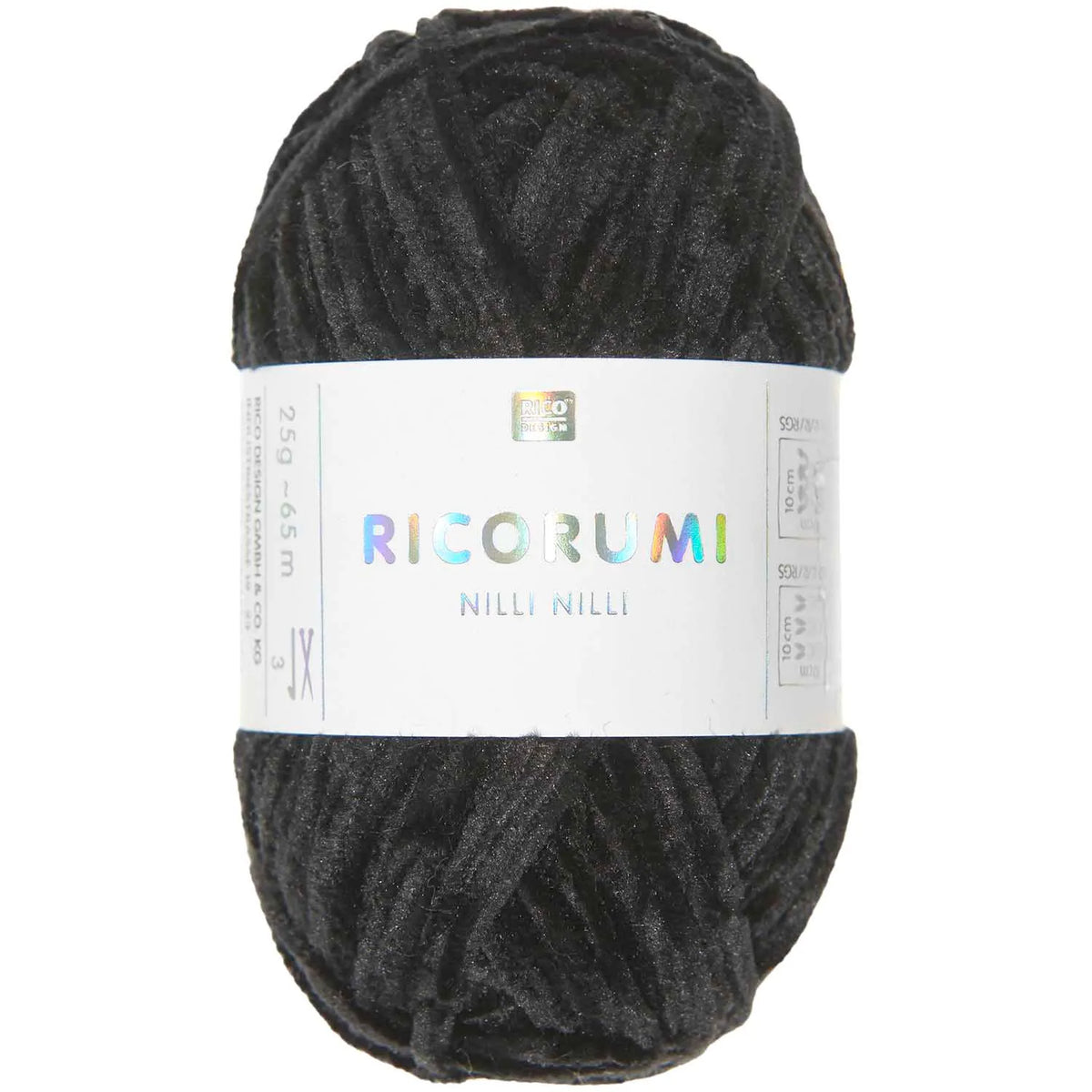 Ricorumi chenille yarn in black, 25g ball by Rico Design
