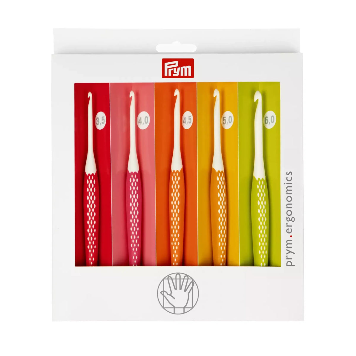 Prym ergonomic crochet hook set, 3.5mm to 6mm