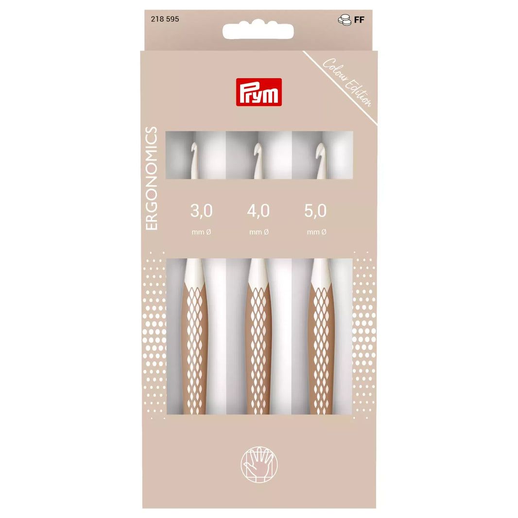Prym ergonomic crochet hook set, 3mm to 5mm