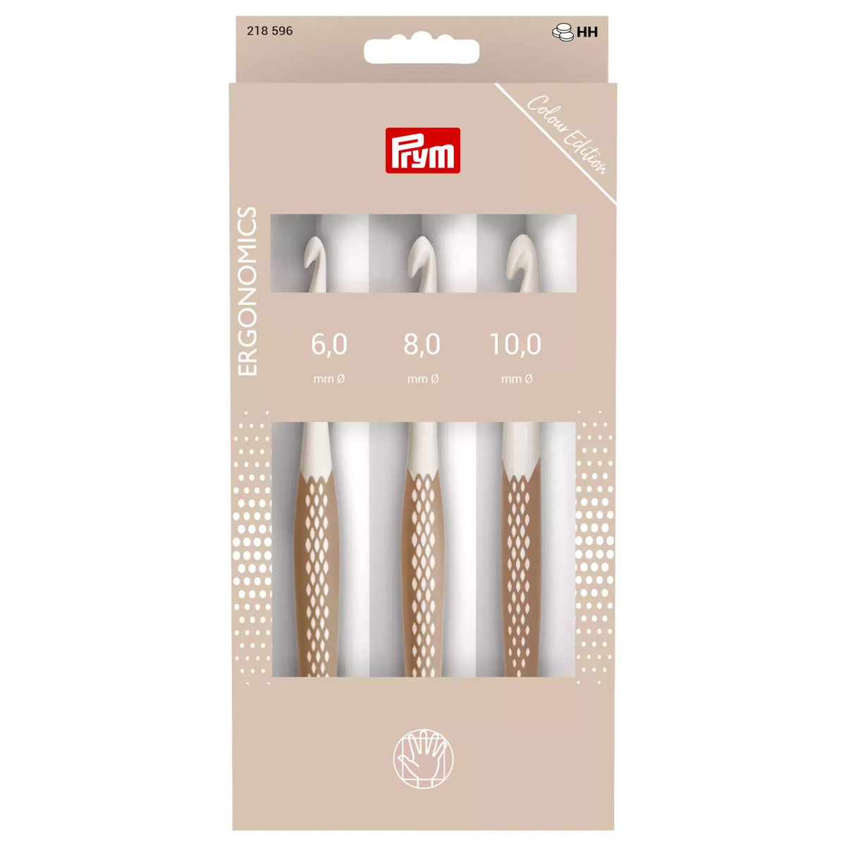 Prym ergonomic crochet hook set, 6mm to 10mm