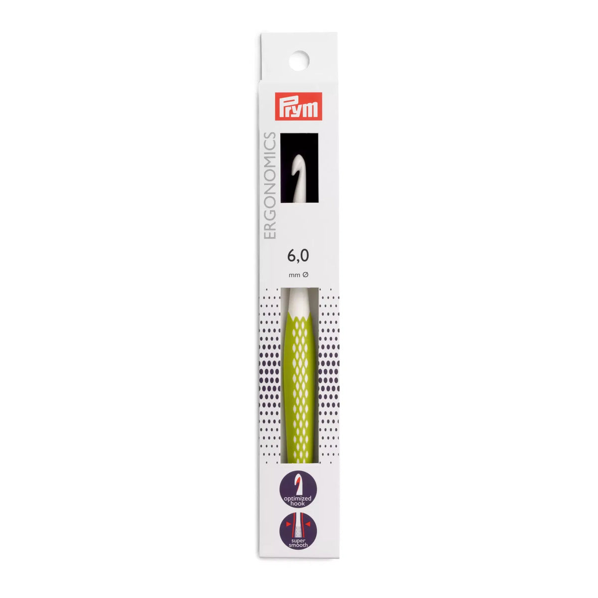 Prym ergonomic wool crochet hook, 6mm and 17cm long