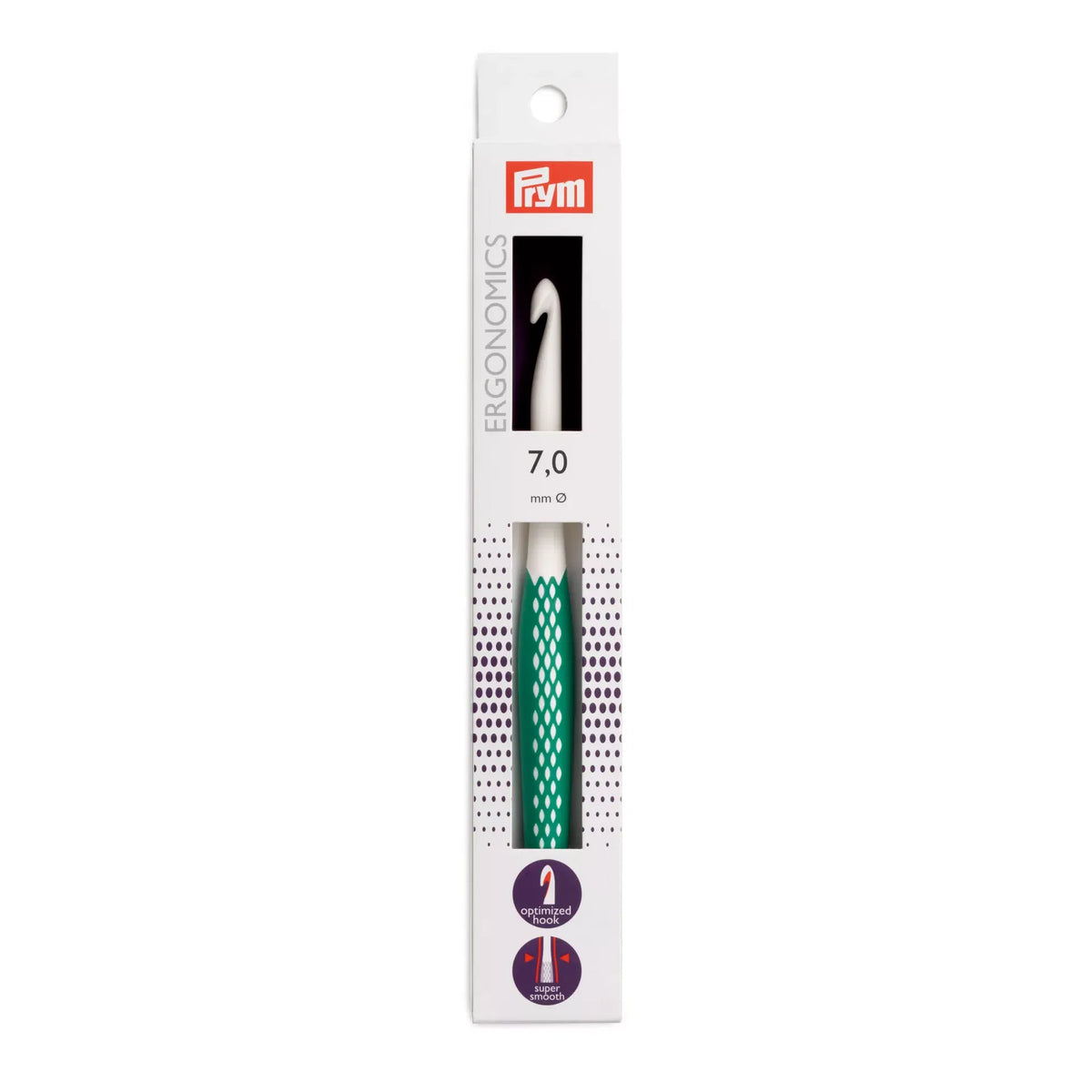 Prym ergonomic wool crochet hook, 7mm and 17cm long