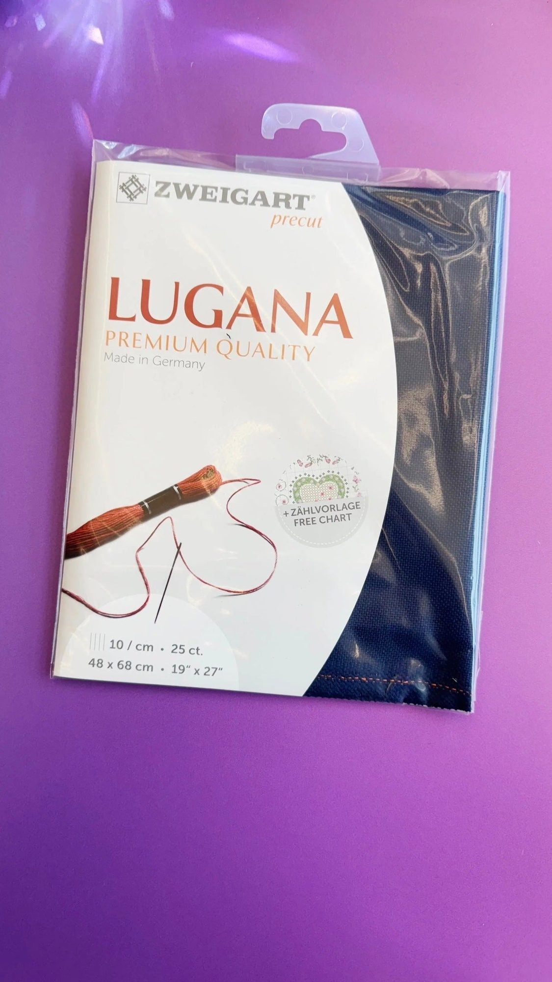 Zweigart Lugana Kreuzstichstoff in dunkelblau, 3835/101
