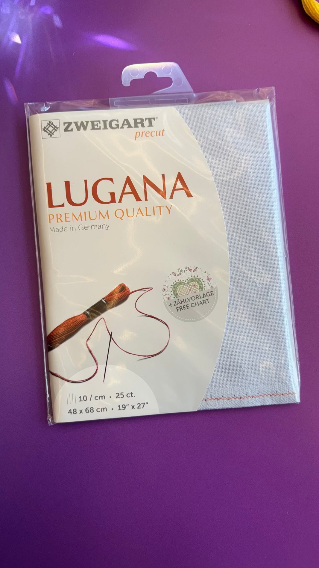 Zweigart Lugana cross-stitch fabric in light blue, 3835/513