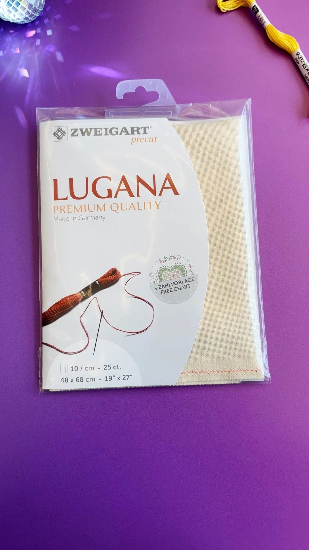 Zweigart Lugana cross-stitch fabric in natural, 3835/252