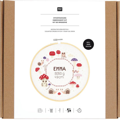 Kreuzstich-Stickset 'Birth Picture Mushroom', 20cm von Rico Design