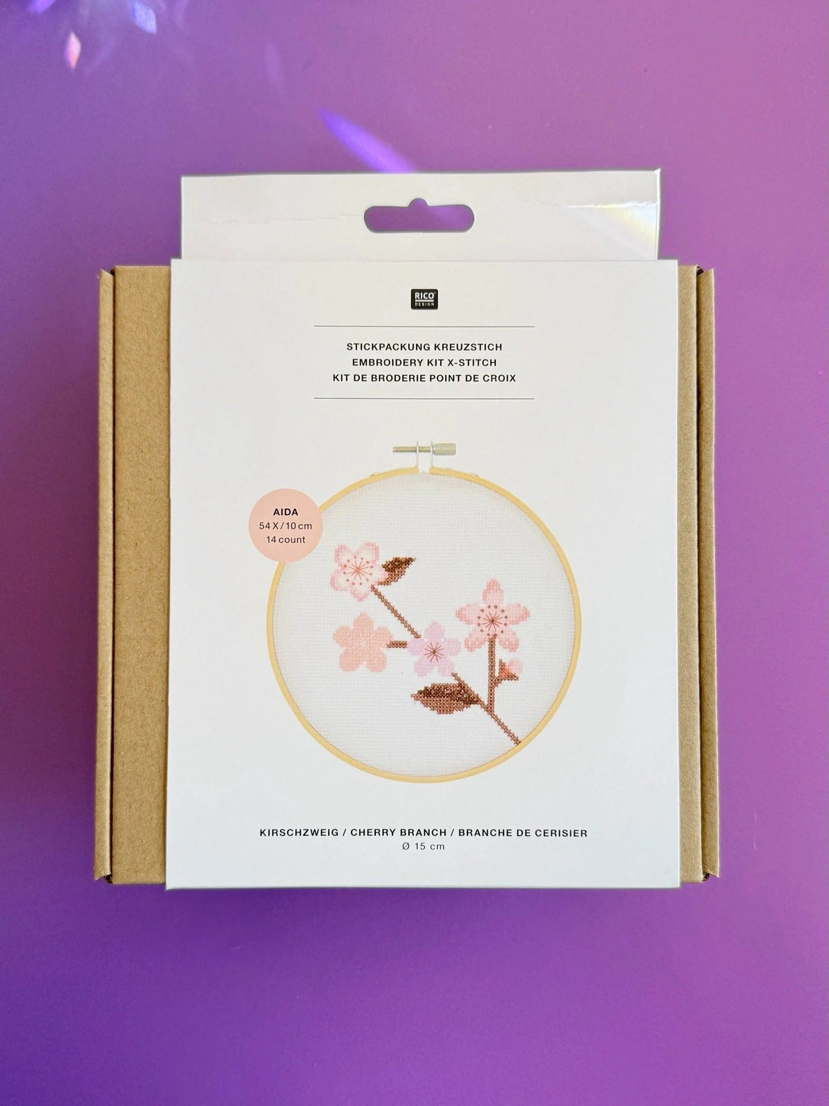 Kreuzstich-Stickset 'Cherry Branch', 15cm von Rico Design