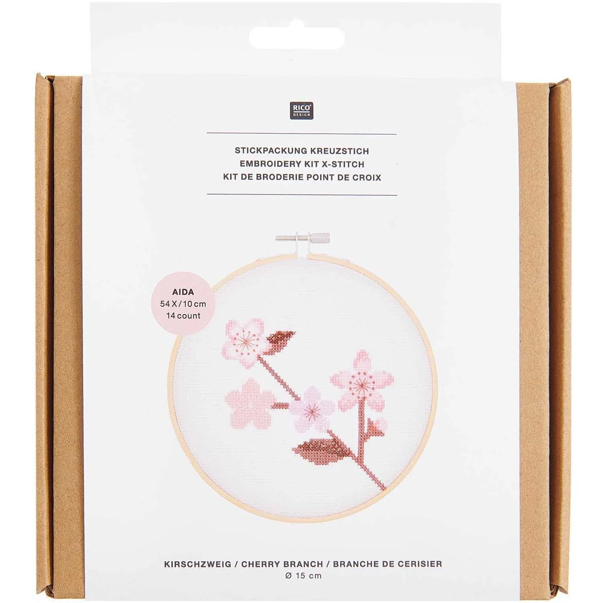 Kreuzstich-Stickset 'Cherry Branch', 15cm von Rico Design