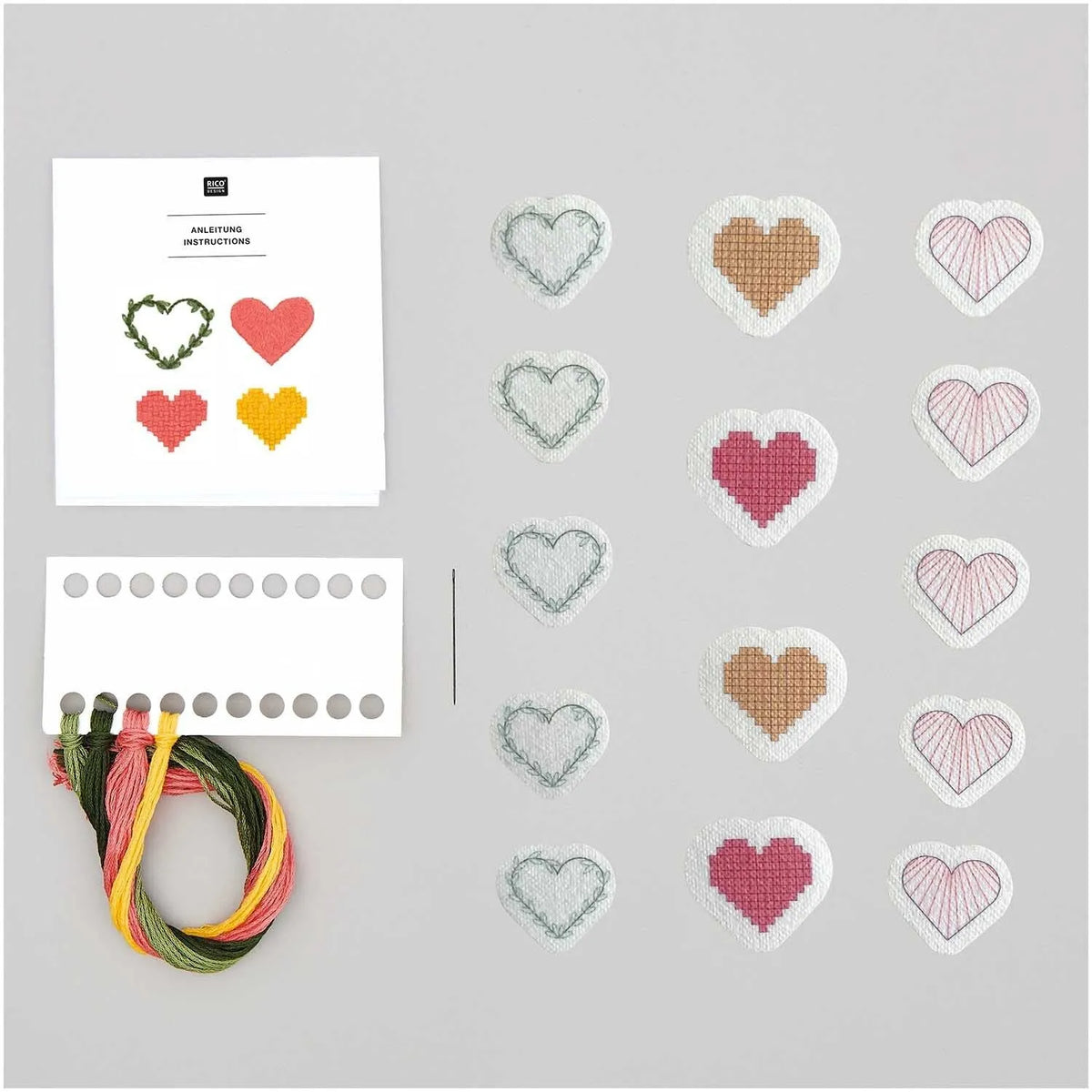 Traced embroidery kit 'Hearts' by Rico Design