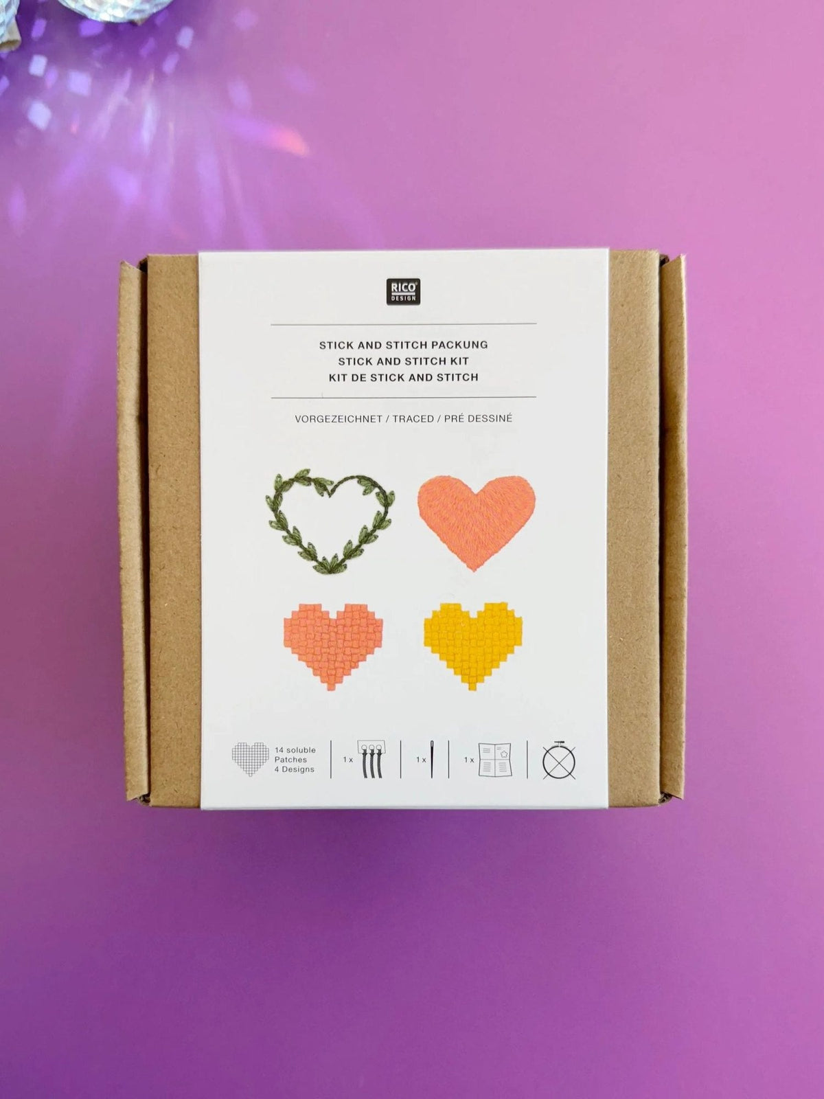 Traced embroidery kit 'Hearts' by Rico Design