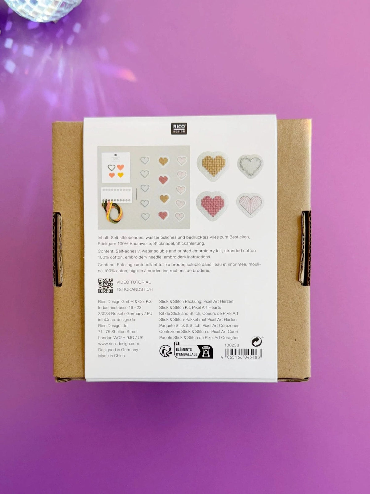 Traced embroidery kit 'Hearts' by Rico Design