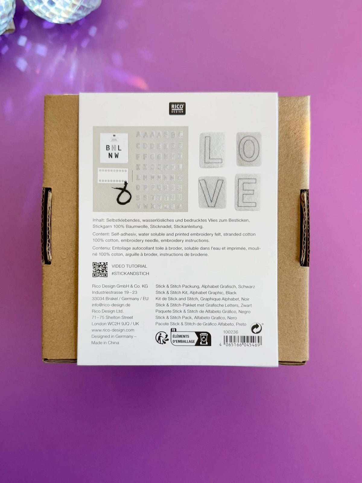 Vorgezeichnetes Stickset 'Letters' von Rico Design