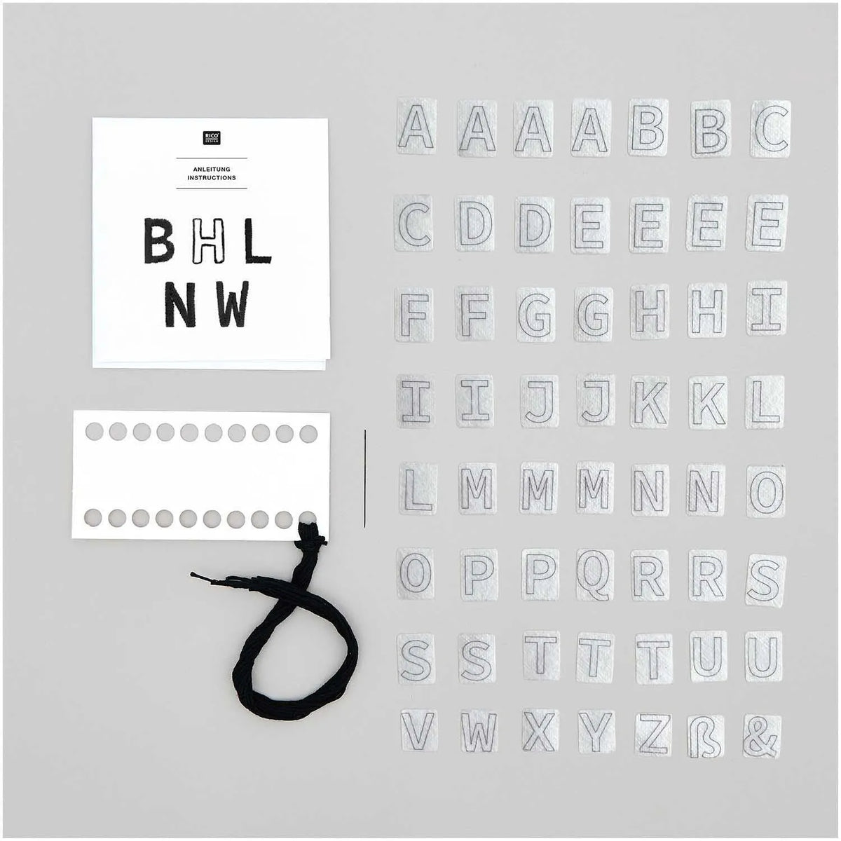 Vorgezeichnetes Stickset 'Letters' von Rico Design
