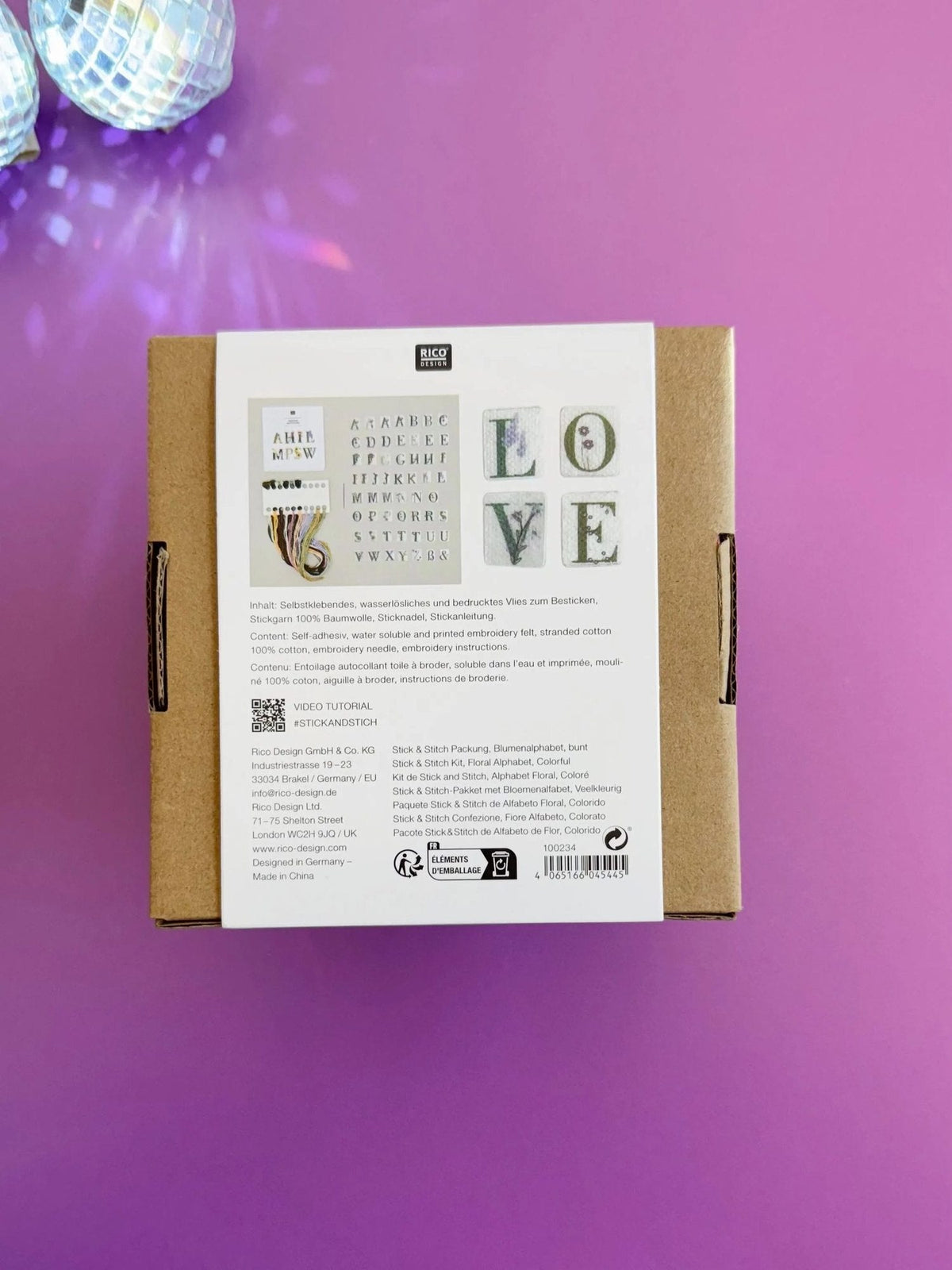 Vorgezeichnetes Stickset 'Letters with Flowers' von Rico Design