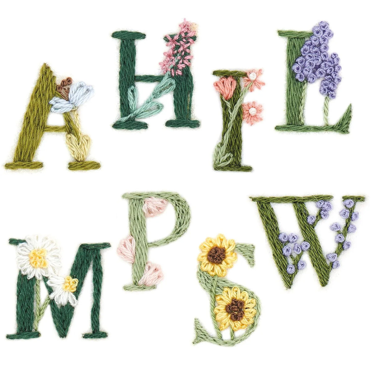 Vorgezeichnetes Stickset 'Letters with Flowers' von Rico Design