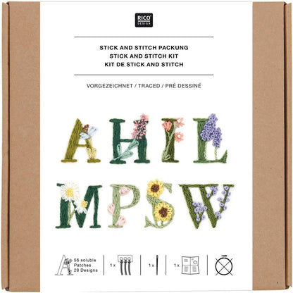 Vorgezeichnetes Stickset 'Letters with Flowers' von Rico Design