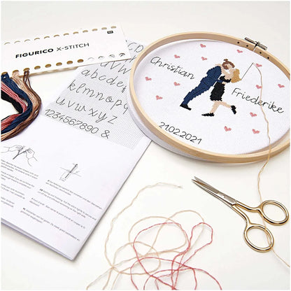 Kreuzstich-Stickset 'Lovebirds', 20cm von Rico Design