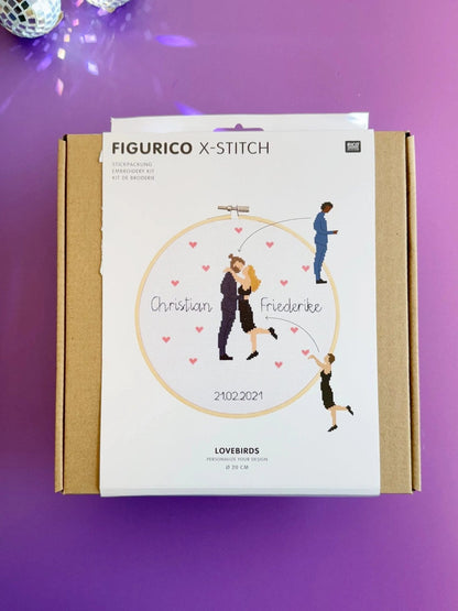 Kreuzstich-Stickset 'Lovebirds', 20cm von Rico Design