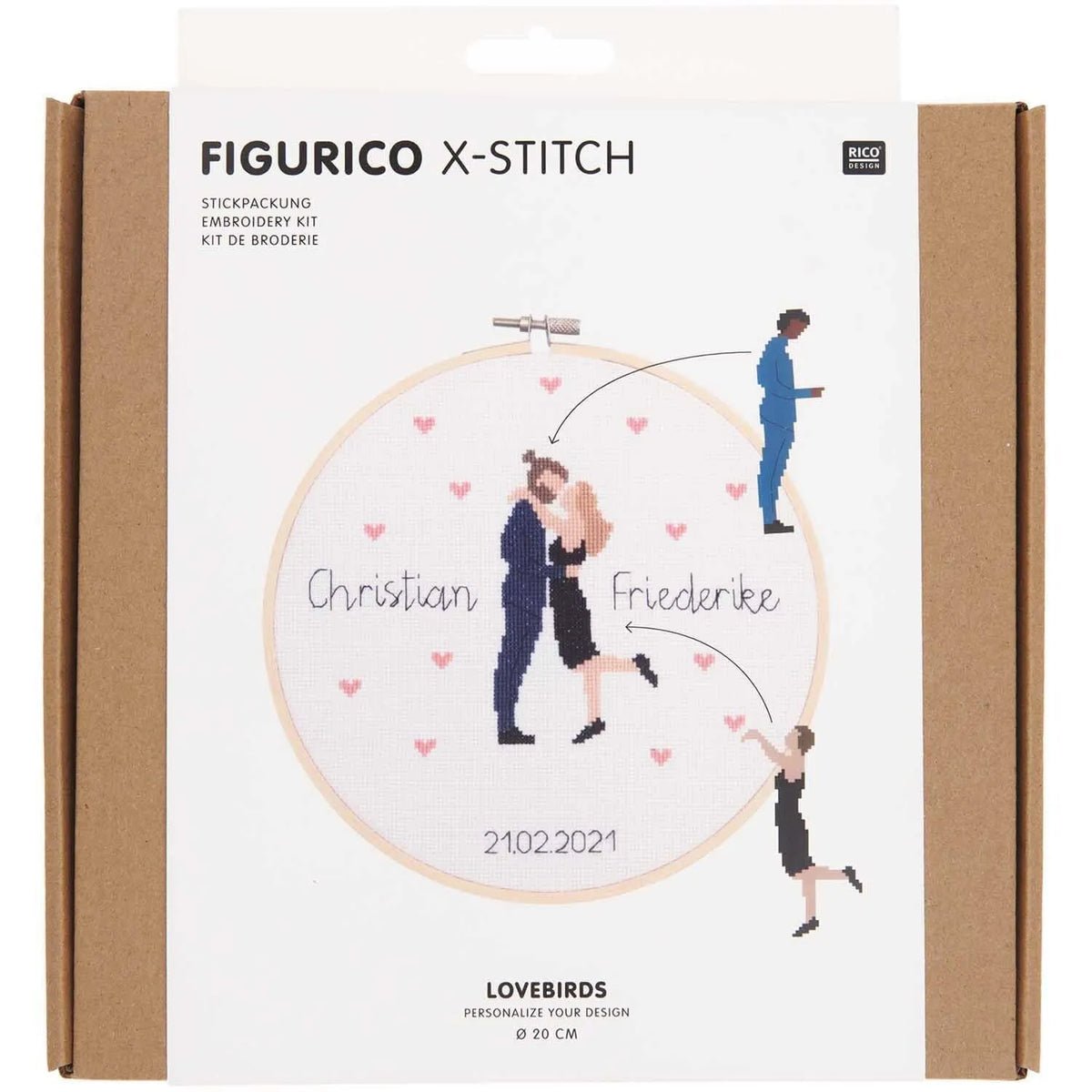 Kreuzstich-Stickset 'Lovebirds', 20cm von Rico Design