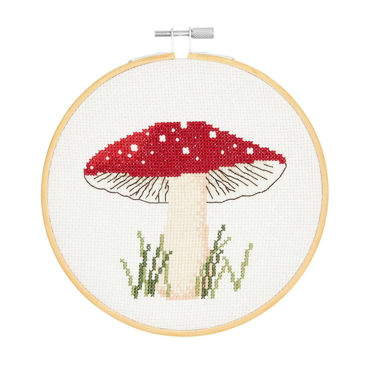 Cross-stitch embroidery kit 'Mushroom', 15cm by Rico Design