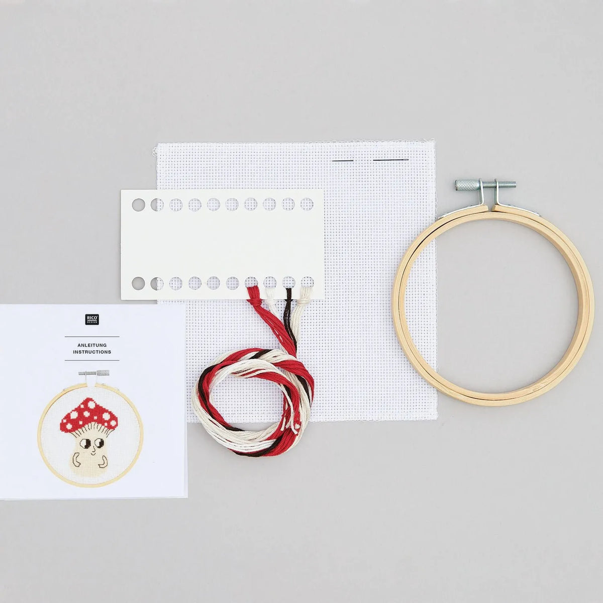 Kreuzstich-Stickset 'Small Mushroom', 10cm von Rico Design