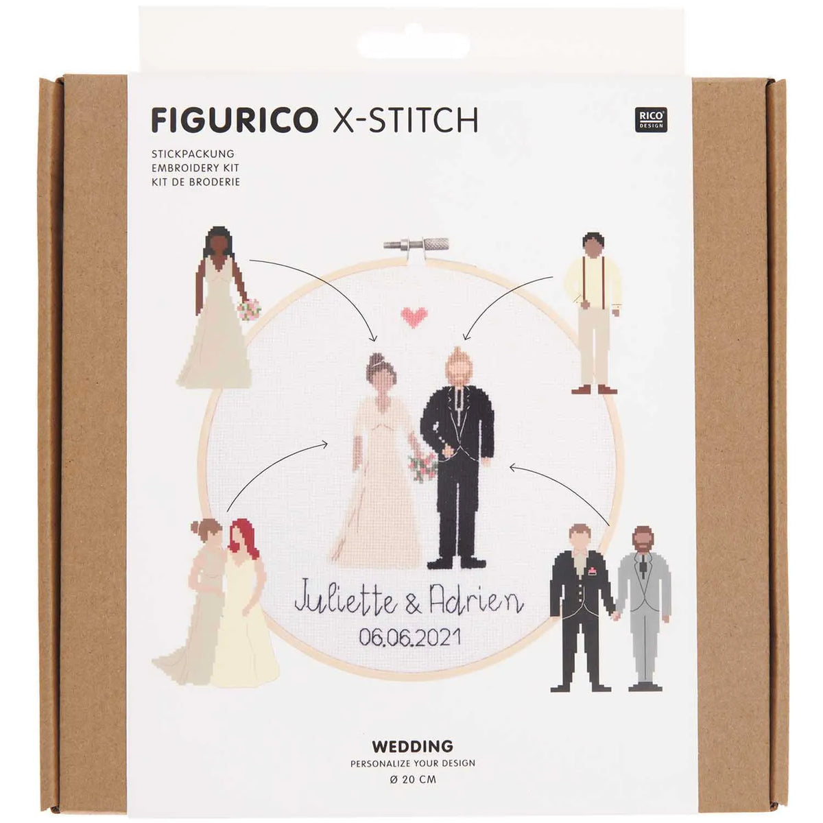 Cross-stitch embroidery kit 'Wedding' by Rico Design