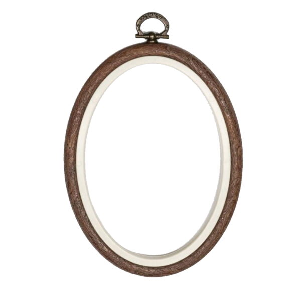 Oval flexi hoop holding fabric, in use
